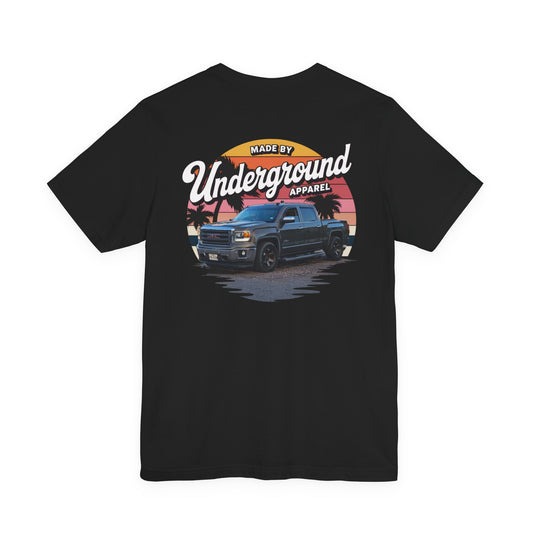 Truck Graphic Tee – "Made by Underground Apparel" Retro Sunset Design